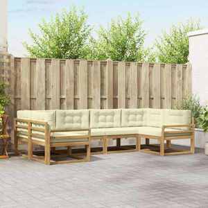 vidaXL Set de canapele de exterior cu pernă 6 pcs Alb și crem imagine
