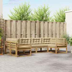vidaXL Set de canapele de exterior cu pernă 6 pcs Alb și Bej imagine