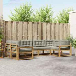 vidaXL Set de canapele de exterior cu pernă 6 pcs Alb și gri deschis imagine