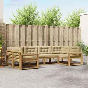 vidaXL Set de canapele de exterior cu pernă 6 pcs Alb și Bej imagine