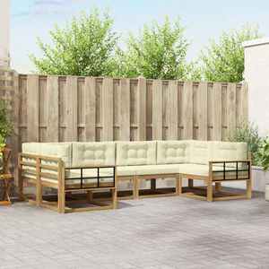vidaXL Set de canapele de exterior cu pernă 6 pcs Alb și crem imagine