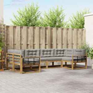 vidaXL Set de canapele de exterior cu pernă 6 pcs Alb și gri deschis imagine