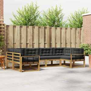 vidaXL Set de canapele de exterior cu pernă 6 pcs Alb și antracit imagine