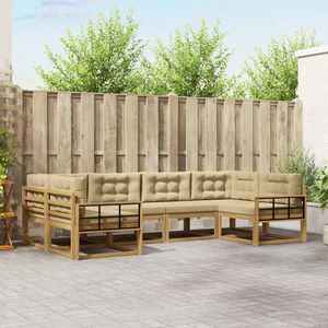 vidaXL Set de canapele de exterior cu pernă 6 pcs Alb și Bej imagine