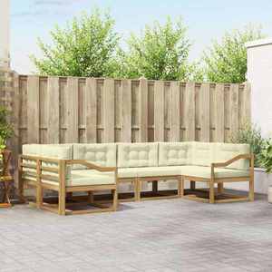 vidaXL Set de canapele de exterior cu pernă 6 pcs Alb și crem imagine