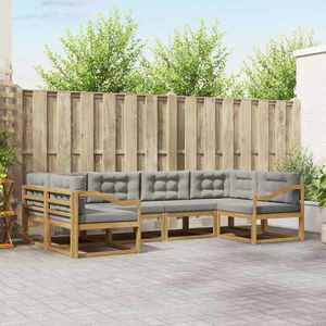 vidaXL Set de canapele de exterior cu pernă 6 pcs Alb și gri deschis imagine