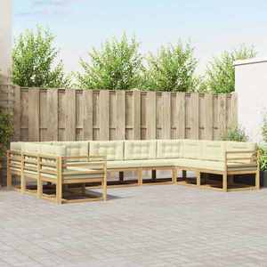 vidaXL Set de canapele de exterior cu pernă 9 pcs Alb și crem imagine