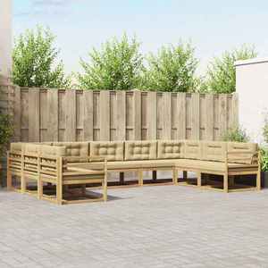 vidaXL Set de canapele de exterior cu pernă 9 pcs Alb și Bej imagine