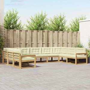 vidaXL Set de canapele de exterior cu pernă 9 pcs Alb și crem imagine