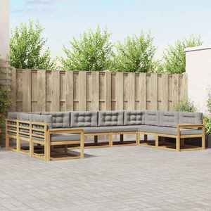 vidaXL Set de canapele de exterior cu pernă 9 pcs Alb și gri deschis imagine
