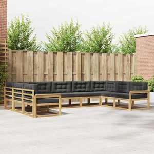 vidaXL Set de canapele de exterior cu pernă 9 pcs Alb și antracit imagine