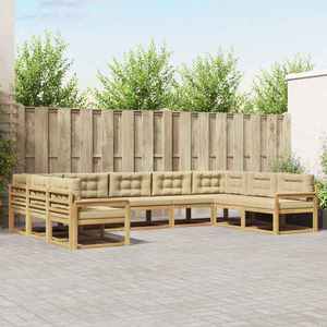 vidaXL Set de canapele de exterior cu pernă 9 pcs Alb și Bej imagine