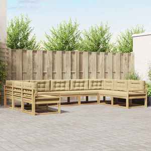 vidaXL Set de canapele de exterior cu pernă 9 pcs Alb și Bej imagine