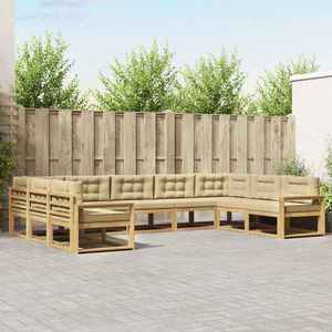 vidaXL Set de canapele de exterior cu pernă 9 pcs Alb și Bej imagine