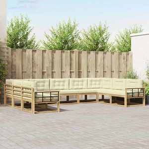 vidaXL Set de canapele de exterior cu pernă 9 pcs Alb și crem imagine