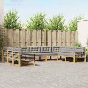 vidaXL Set de canapele de exterior cu pernă 9 pcs Alb și gri deschis imagine