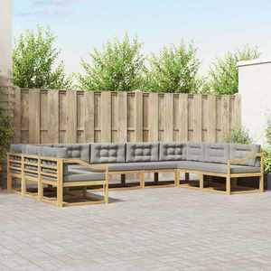 vidaXL Set de canapele de exterior cu pernă 9 pcs Alb și gri deschis imagine