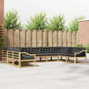 vidaXL Set de canapele de exterior cu pernă 9 pcs Alb și antracit imagine