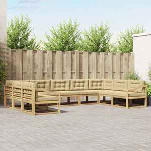 vidaXL Set de canapele de exterior cu pernă 9 pcs Alb și Bej imagine