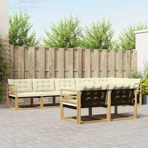 vidaXL Set de canapele de exterior cu pernă 8 pcs Alb și crem imagine