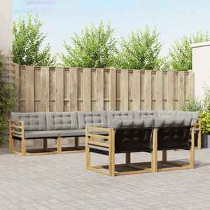 vidaXL Set de canapele de exterior cu pernă 8 pcs Alb și gri deschis imagine