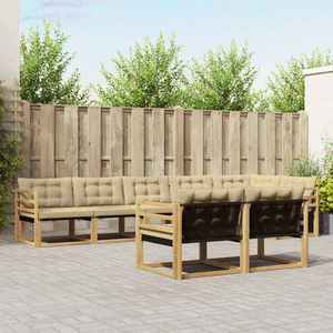 vidaXL Set de canapele de exterior cu pernă 8 pcs Alb și Bej imagine
