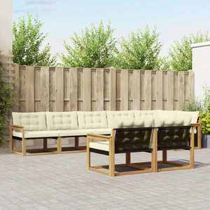 vidaXL Set de canapele de exterior cu pernă 8 pcs Alb și crem imagine