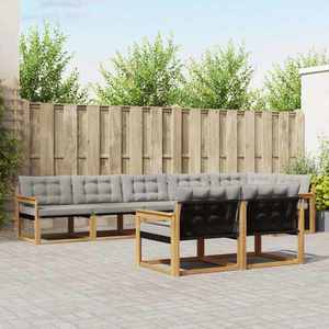 vidaXL Set de canapele de exterior cu pernă 8 pcs Alb și gri deschis imagine