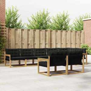 vidaXL Set de canapele de exterior cu pernă 8 pcs Alb și negru imagine