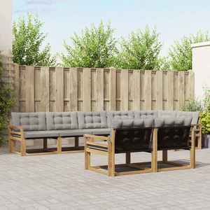 vidaXL Set de canapele de exterior cu pernă 8 pcs Alb și gri deschis imagine