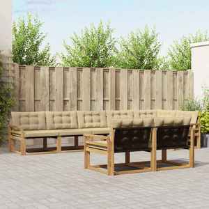 vidaXL Set de canapele de exterior cu pernă 8 pcs Alb și Bej imagine