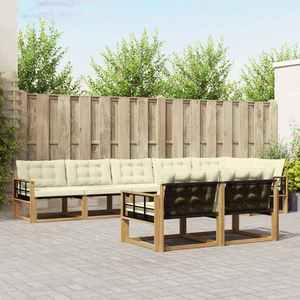 vidaXL Set de canapele de exterior cu pernă 8 pcs Alb și crem imagine