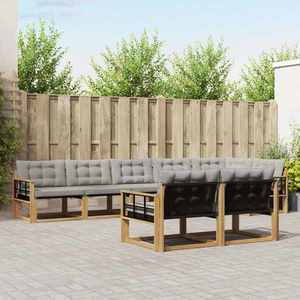 vidaXL Set de canapele de exterior cu pernă 8 pcs Alb și gri deschis imagine