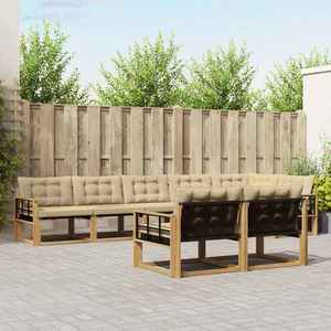 vidaXL Set de canapele de exterior cu pernă 8 pcs Alb și Bej imagine