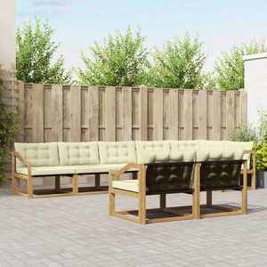 vidaXL Set de canapele de exterior cu pernă 8 pcs Alb și crem imagine