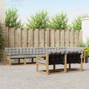 vidaXL Set de canapele de exterior cu pernă 8 pcs Alb și gri deschis imagine