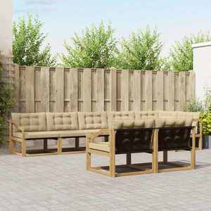 vidaXL Set de canapele de exterior cu pernă 8 pcs Alb și Bej imagine