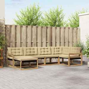 vidaXL Set de canapele de exterior cu pernă 6 pcs Alb și Bej imagine