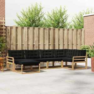 vidaXL Set de canapele de exterior cu pernă 6 pcs Alb și negru imagine