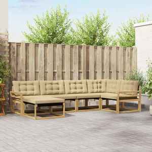 vidaXL Set de canapele de exterior cu pernă 6 pcs Alb și Bej imagine