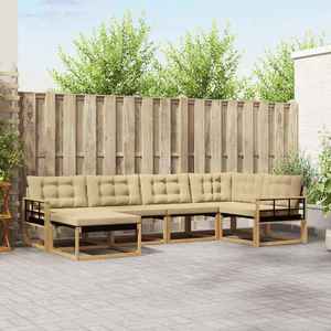 vidaXL Set de canapele de exterior cu pernă 6 pcs Alb și Bej imagine