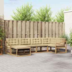 vidaXL Set de canapele de exterior cu pernă 6 pcs Alb și Bej imagine