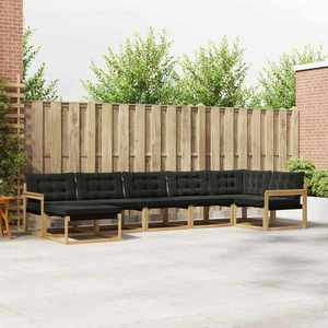 vidaXL Set de canapele de exterior cu pernă 7 pcs Alb și negru imagine