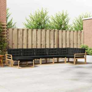 vidaXL Set de canapele de exterior cu pernă 7 pcs Alb și negru imagine