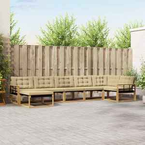 vidaXL Set de canapele de exterior cu pernă 7 pcs Alb și Bej imagine
