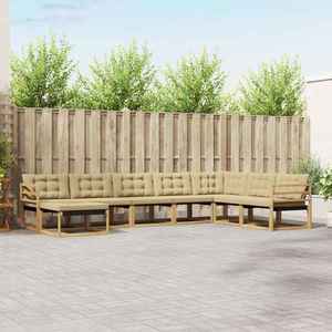 vidaXL Set de canapele de exterior cu pernă 8 pcs Alb și Bej imagine