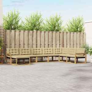 vidaXL Set de canapele de exterior cu pernă 8 pcs Alb și Bej imagine