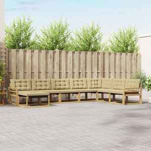 vidaXL Set de canapele de exterior cu pernă 8 pcs Alb și Bej imagine