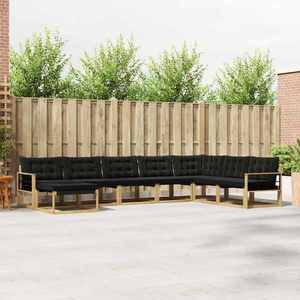 vidaXL Set de canapele de exterior cu pernă 8 pcs Alb și negru imagine
