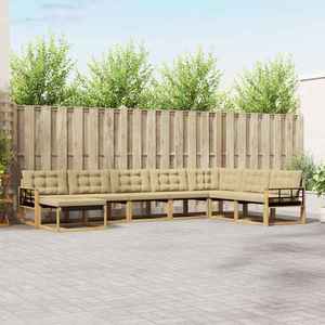 vidaXL Set de canapele de exterior cu pernă 8 pcs Alb și Bej imagine